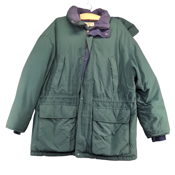 Eddie Bauer Men's Gore-Tex Goose Down Hooded Jacket Green Medium Ridge Line VTG - Picture 1 of 16
